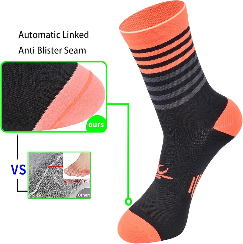 WindCrosser Mens and Womens Anti Odor Blister Resistant Seamless Thin Compression Quarter Crew Athletic Cycling Socks - Image 3